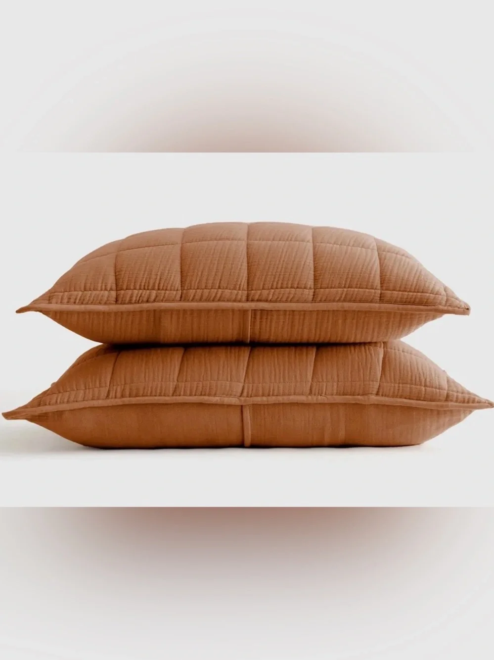 Quince Organic Cotton Gauze Box Quilt Sham Set, King (Terracotta)